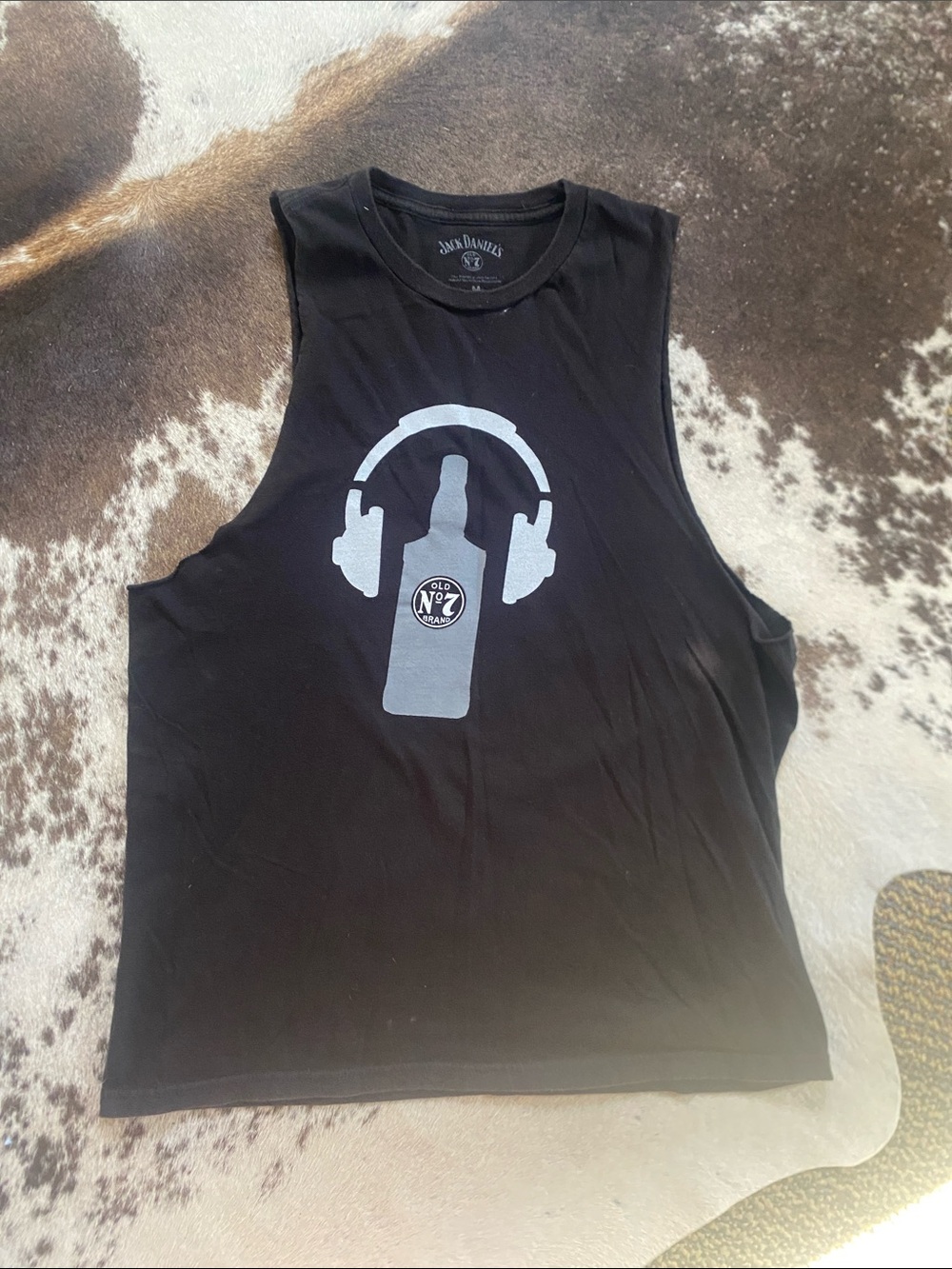 Jack Daniels Black Tank with Silver Bottle & Headphone Graphic